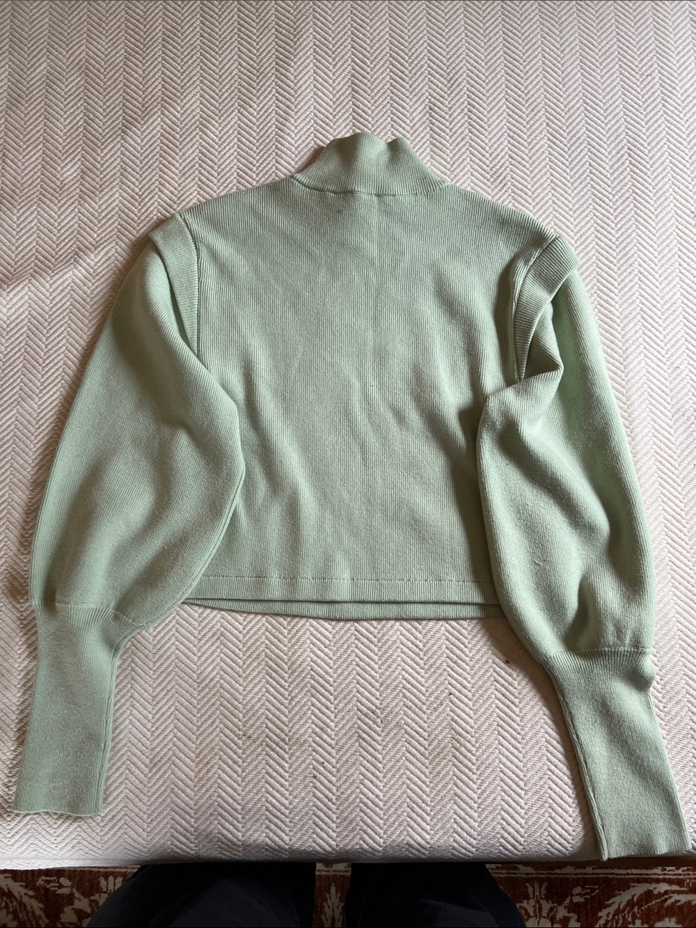 Jonathan Simkhai Ribbed cropped Puff Sleve Sweater Mint medium - Picture 7 of 9